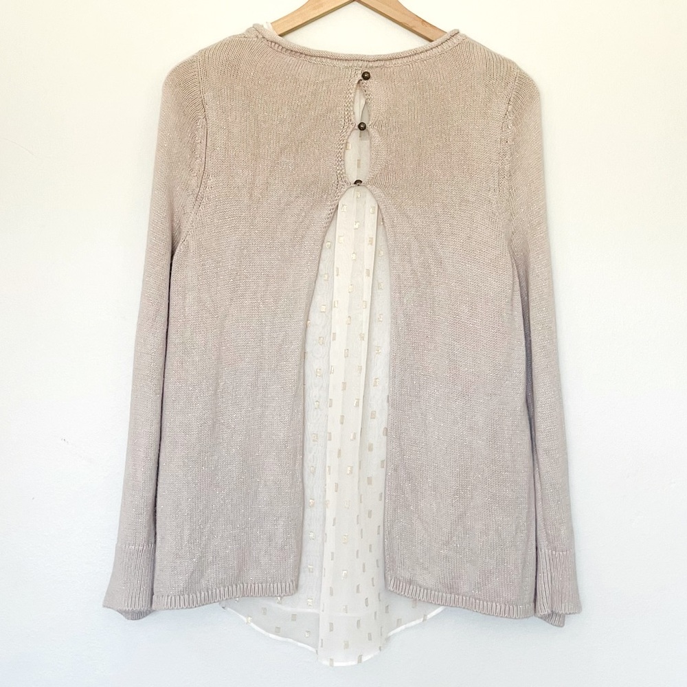 Luck Brand 🍀 Sliver Sweater with Sheer Back - Picture 2 of 7